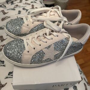Silver Glitter Star Sneakers